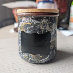 Trompe L'oeil Marble Jar with Wooden Lid